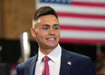 FILE - Michael Alfonso, a House candidate from Wisconsin, attends an event before President Donald Trump arrives to speak, Friday, June 5, 2026, in Chippewa Falls, Wis. (AP Photo/Glen Stubbe, File)