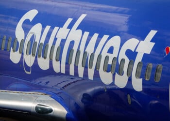 AUSTIN, TEXAS - JUNE 30: A Southwest Airlines logo is painted on the side of a Boeing 737 airplane at Austin-Bergstrom International Airport on June 30, 2026 in Austin, Texas. (Photo by Kevin Carter/Getty Images)