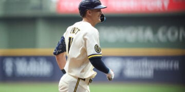 Cooper Pratt smiles while rounding the bases after a home run at American Family Field.