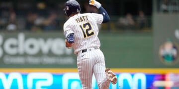Cooper Pratt rounds the bases after hitting a home run at American Family Field.