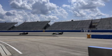IndyCar drivers test cars at the Milwaukee Mile.