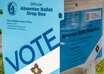 City of Madison Absentee Ballot Drop Box. Image courtesy of the City of Madison.