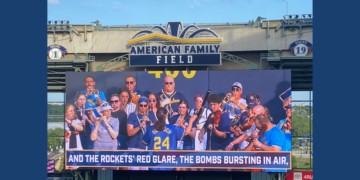 Milwaukee Community Orchestra performs the national anthem before the Brewers v. Reds game on June 29, 2026.