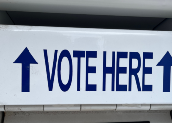 City of Milwaukee absentee ballot box at the Central Library, located on the 8th St. sidewalk to the left of the Centennial Hall doors. Photo courtesy: Elizabeth Lintonen.