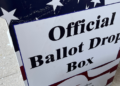 City of Milwaukee absentee ballot box at the Central Library, located on the 8th St. sidewalk to the left of the Centennial Hall doors. Photo courtesy: Elizabeth Lintonen.