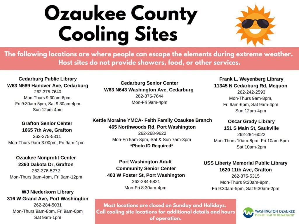 Ozaukee County Cooling Sites 2026