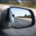 Passenger side rear view mirror showing blind spot
