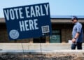 A voter walks to polling place in Milwaukee, Tuesday, July 28, 2026. (AP Photo/Nam Y. Huh)