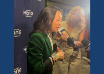 Francesca Hong answers questions after the Democratic gubernatorial debate at Marquette University on July 28, 2026 (Photo: Elisabeth Montemurro)