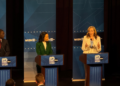 Kelda Roys answers a question during the Wisconsin Democratic Gubernatorial Debate at Marquette University, July 28, 2026 (Photo: Elisabeth Montemurro)