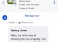 Text message received as part of the rental scam involving Yasmin Hameed.