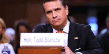 Acting Attorney General Todd Blanche appears before the Senate Judiciary Committee on Capitol Hill in Washington, July 15, 2026. (AP Photo/Mark Schiefelbein, File)