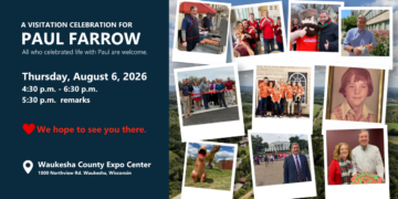 Visitation and Funeral Information for Paul Farrow, scheduled for August 6, 2026.