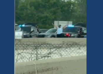 Cell Phone image of Amber Newell being stopped by City of Brookfield Police.