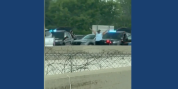 Cell Phone image of Amber Newell being stopped by City of Brookfield Police.