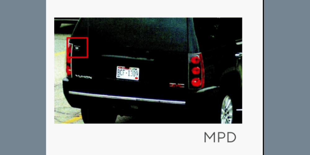 surveillance images and investigative efforts involving cellphones and the vehicle's possible license plates.