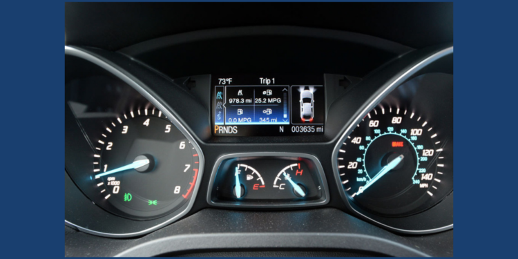 Vehicle dashboard close up
