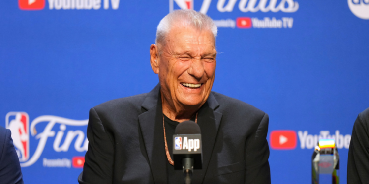 Chuck Daly Lifetime Achievement Award recipient Don Nelson speaks during a press conference before Game 2 of the NBA Finals basketball series against the Oklahoma City Thunder, June 8, 2025, in Oklahoma City. (AP Photo/Kyle Phillips, File)