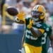 Green Bay Packers cornerback Keisean Nixon (25) catches a pass during practice at the team's NFL football training camp, Thursday, July 30, 2026, in Green Bay, Wis. (AP Photo/Matt Ludtke)
