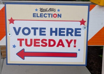 Vote here sign in West Allis. (WTMJ file photo)