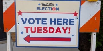 Vote here sign in West Allis. (WTMJ file photo)