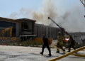 Firefighters on scene at a fire at the new West Allis Public Works building under construction on August 20, 2026. Photo courtesy: Nazir Spencer.