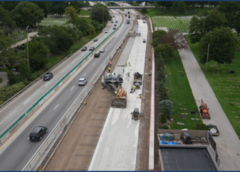 Narrowed Cemetery Section on I-94 (photo credit: WisDOT)