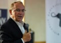 FILE - Republican gubernatorial candidate Tom Tiffany talks to supporters during a campaign event, July 29, 2026, in Kenosha, WI. (AP Photo/Nam Y. Huh, File)