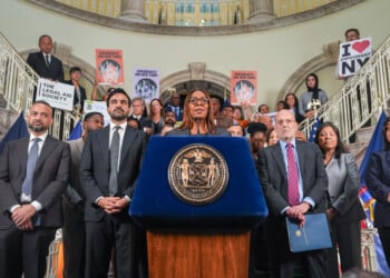 New York Attorney General Letitia James speaks during an announcement of a lawsuit filed by New York and 21 other states challenging the federal government's new public charge rule, on Monday, Sept. 14, 2026, in New York. (AP Photo/Ryan Murphy)