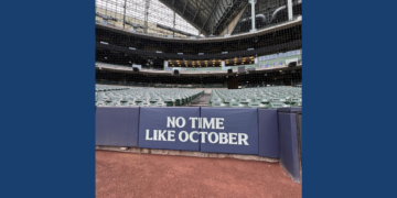 MLB Postseason signage behind home plate at American Family Field, September 29, 2026 (Photo: Elisabeth Montemurro)