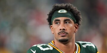 Green Bay Packers' Jordan Love walks off the field after an NFL football game against the Atlanta Falcons in Green Bay, Wis., Thursday, Sept. 24, 2026. (AP Photo/Abbie Parr)