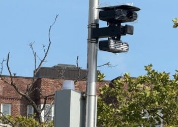 Flock camera, automated license plate reading (ALPR) systems made by Flock Safety, that capture vehicle details and upload the data to a searchable cloud database used by law enforcement. (Photo by: Lindsey Nicholson/UCG/Universal Images Group via Getty Images)