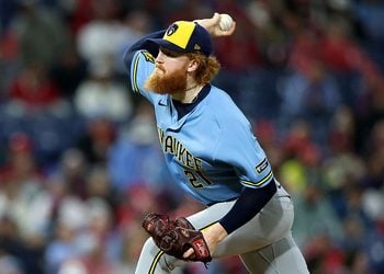 Dustin May throws a pitch at Citizens Bank Park in Philadelphia.