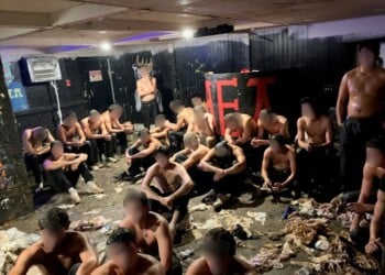 A photo of an alleged hazing incident at an unsanctioned fraternity house on Langdon Street near UW-Madison. Image Credit: Madison Police Department