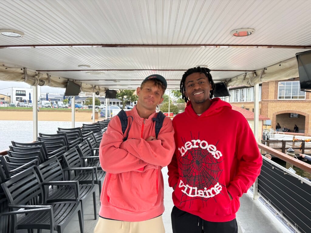 Pasha Petkuns and Hero DW on the U.S. Mailboat Walworth (Photo: Nazir Spencer)