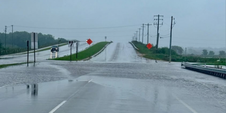 Flooding near the 8600 block of CTH S on Sept. 20, 2026. Image courtesy of Kenosha County Sheriff's Office