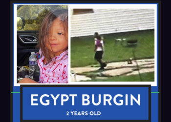 Missing 2-year-old Egypt Burgin from Appleton on September 8, 2026. Image courtesy of the Appleton Police Department.