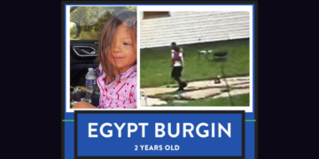 Missing 2-year-old Egypt Burgin from Appleton on September 8, 2026. Image courtesy of the Appleton Police Department.