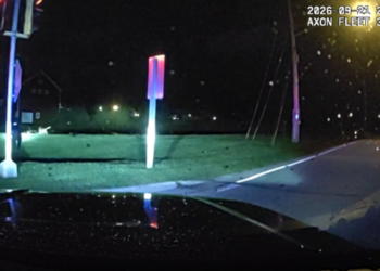 Still of officer running from dashcam video (Photo: Caledonia Police Department)