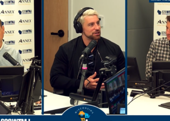 WWE Wrestler Joe Hendry on Wisconsin's Morning News with Vince Vitrano (L) and Erik Bilstad (R) September 28, 2026