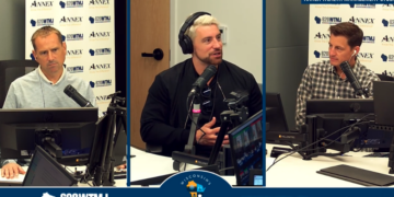 WWE Wrestler Joe Hendry on Wisconsin's Morning News with Vince Vitrano (L) and Erik Bilstad (R) September 28, 2026