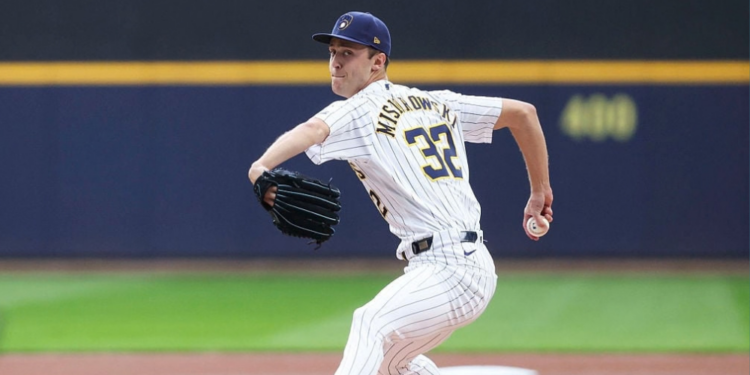 MILWAUKEE, WI - SEPTEMBER 27: Jacob Misiorowski #32 of the Milwaukee Brewers pitches during the game between the St. Louis Cardinals and the Milwaukee Brewers at American Family Field on Sunday, September 27, 2026 in Milwaukee, Wisconsin. (Photo by Kylie Bridenhagen/MLB Photos via Getty Images)