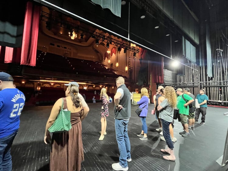 Visitors get a behind the scenes look on stage during Doors Open Milwaukee. Photo provided by Historic Milwaukee, Inc.