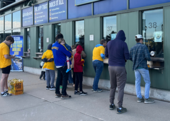 Fans line up for Brewers NLDS Postseason tickets at American Family Field