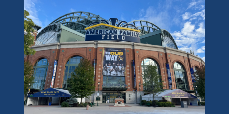 Brewers postseason banner "Win our Way" unveiled on American Family Field, September 22, 2026 (Photo: Elisabeth Montemurro)