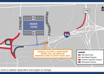 Map of I-94 West Leg Update for 10-09-26
