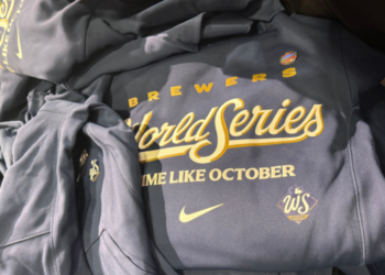 World Series sweatshirts revealed at the Brewers Team Store at American Family Field after the Brewers beat the Los Angeles Dodgers to win the pennant on October 15, 2026 (Photo: Elisabeth Montemurro)