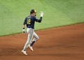 Cooper Pratt rounds the bases after hitting a go-ahead home run in Game 4 of the World Series at Tropicana Field.