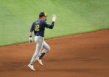 Cooper Pratt rounds the bases after hitting a go-ahead home run in Game 4 of the World Series at Tropicana Field.