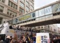 The Milwaukee Brewers bus on Avenue during the Championship parade (Photo: Elizabeth Lintonen)